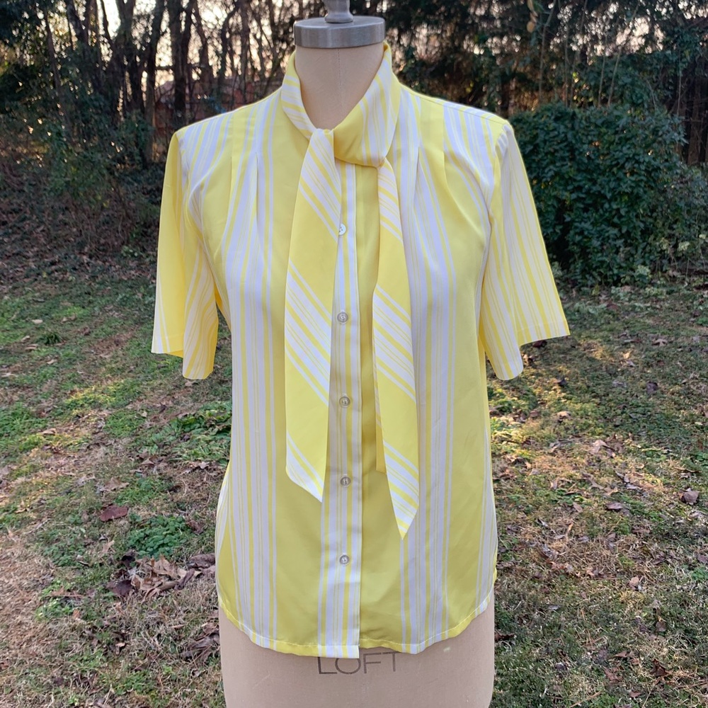 Vintage Stripe Blouse with Neck Bow - Picture 13 of 13